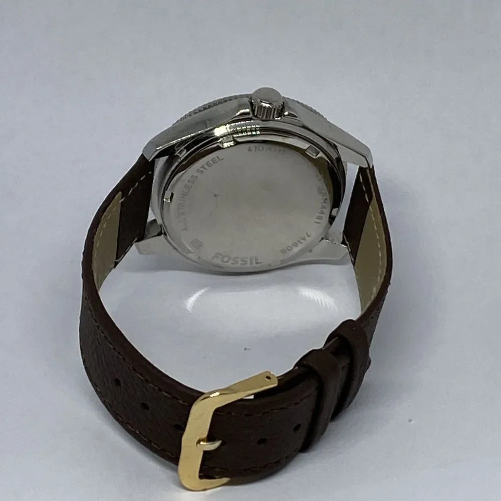 Fossil AM4481 Women's Brown Leather Analog Dial Quartz Genuine Wrist Watch CM477